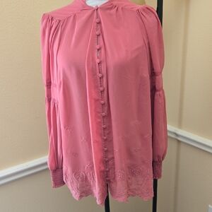 Beautiful Torrid Rose Pink Button-Front Blouse Size 1